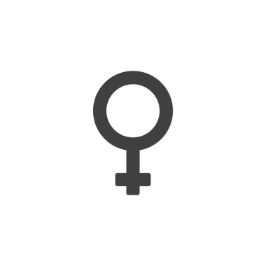 Kadın cinsiyet vektör simgesi. Mobil konsept ve web tasarımı için düz tabela. Kadın seks sembolü simgesi. Kadın sembolü, logo illüstrasyonu. Vektör grafikleri