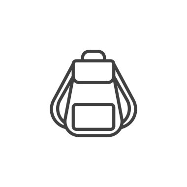 Yürüyüş torbası ikonu. Mobil konsept ve web tasarımı için doğrusal biçim işareti. Sırt çantası, sırt çantası vektör ikonu. Sembol, logo çizimi. Vektör grafikleri