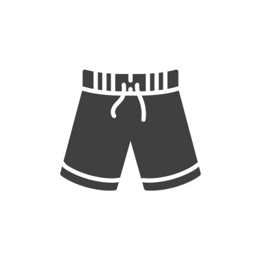 Plaj şortu vektör simgesi. Mobil konsept ve web tasarımı için düz tabela doldurulmuş yüzme şortları. Spor şortu sembolü. Sembol, logo çizimi. Vektör grafikleri