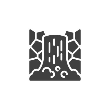 Şelale Şelalesi vektör simgesi. Mobil konsept ve web tasarımı için düz tabela. Dağ şelalesi sembolü. Sembol, logo çizimi. Vektör grafikleri