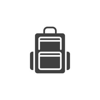 Sırt çantası, sırt çantası vektör ikonu. Mobil konsept ve web tasarımı için düz tabela. Sırt çantası, sırt çantası sembolü. Sembol, logo çizimi. Vektör grafikleri