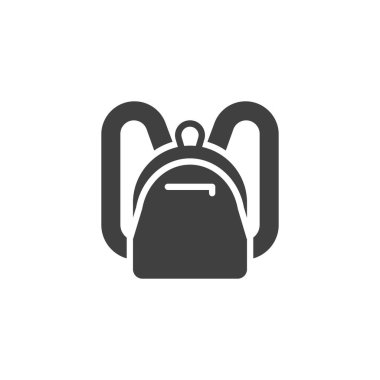 Sırt çantası, sırt çantası vektör ikonu. Mobil konsept ve web tasarımı için düz tabela. Okul çantasının sembolü. Sembol, logo çizimi. Vektör grafikleri