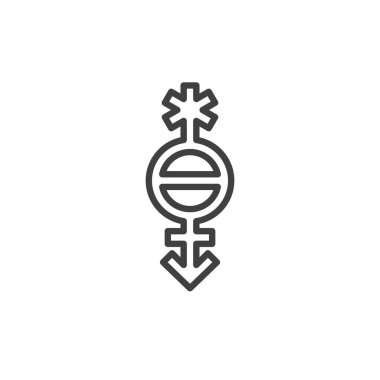 Panseksüel çizgi simgesi. Mobil konsept ve web tasarımı için doğrusal biçim işareti. Policinsiyet ana hatları vektör simgesi. Sembol, logo çizimi. Vektör grafikleri