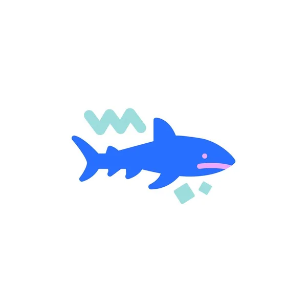 Płaska Ikona Drapieżnika Rekina Znak Wektorowy Kolorowy Piktogram Rekina Wyizolowany — Wektor stockowy