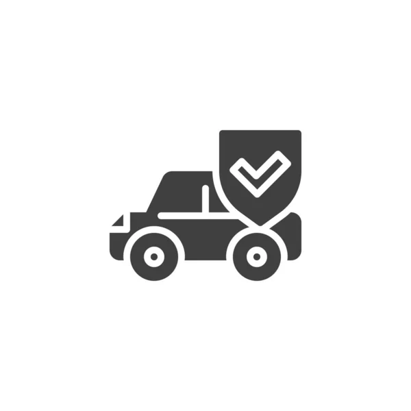 Icône Vectorielle Assurance Automobile Panneau Plat Rempli Bouclier Protection Automatique — Image vectorielle