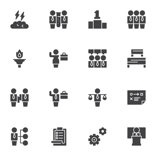 Business Teamwork Vektor Icons Set Moderne Solide Symbolsammlung Gefülltes Piktogrammpaket — Stockvektor