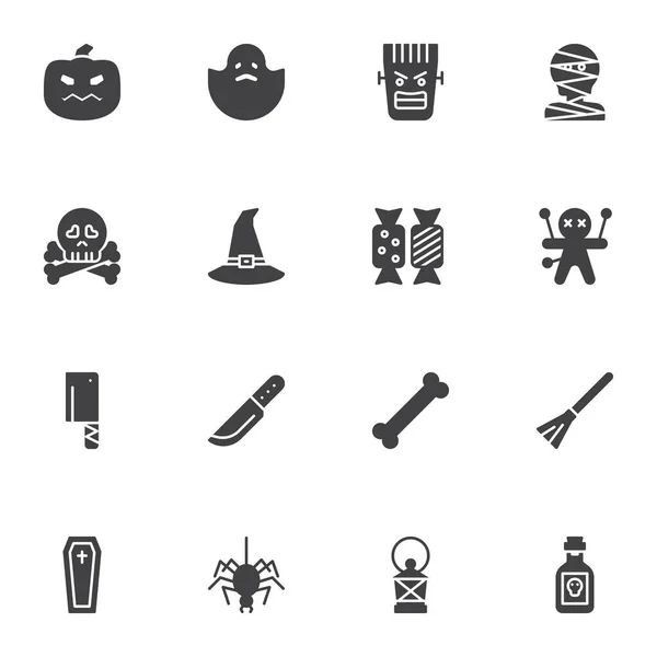 Happy Halloween Vektor Icons Set Moderne Solide Symbolsammlung Gefülltes Piktogrammpaket — Stockvektor
