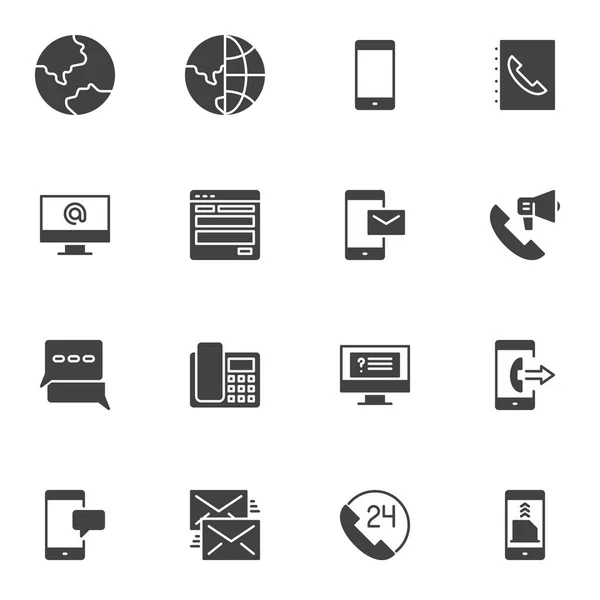 Contact Vector Icons Set Modern Solid Symbol Collection Filled Style — Stock Vector