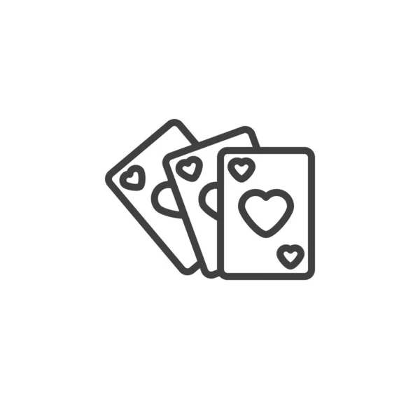 Jugar Las Cartas Icono Línea Signo Estilo Lineal Para Concepto — Archivo Imágenes Vectoriales