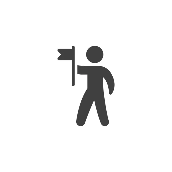 Человек Векторным Флагом Заполненный Плоский Знак Мобильной Концепции Веб Дизайна — стоковый вектор