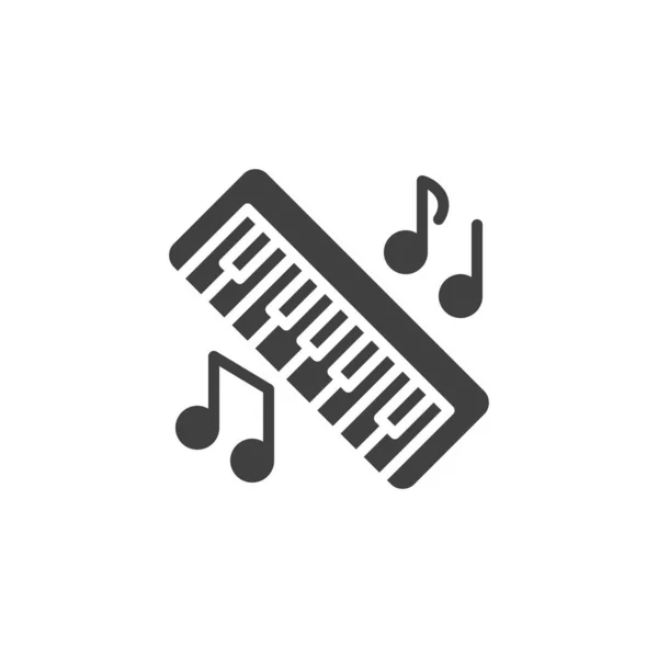 钢琴音乐矢量图标 填写了移动概念和网页设计的平面标志 钢琴键 键盘和音乐音符 字形图标 标识插图 矢量图形 — 图库矢量图片