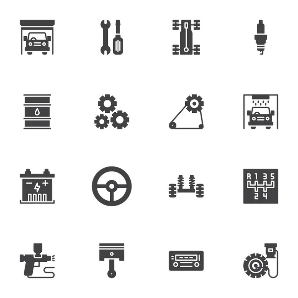 Auto Service Garage Vektor Symbole Gesetzt Moderne Solide Symbolsammlung Auto — Stockvektor