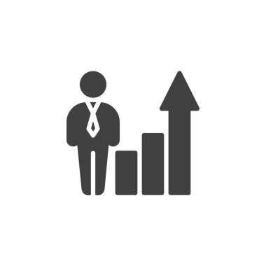 Kariyer artışı vektör simgesi. Mobil konsept ve web tasarımı için düz tabela. İş çözümü simgesi. Sembol, logo çizimi. Vektör grafikleri