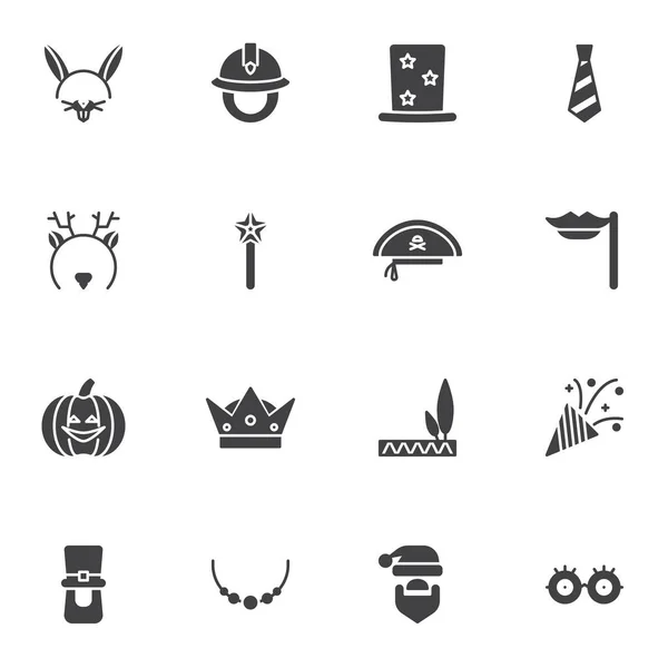 Costume Party Vector Icons Set Modern Solid Symbol Collection Filled — Stock Vector