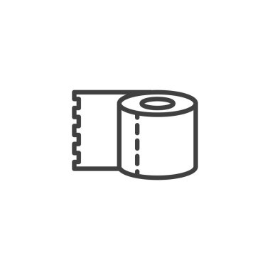 Tuvalet kağıdı rulo çizgisi simgesi. Mobil konsept ve web tasarımı için doğrusal biçim işareti. Kağıt havlu taslak vektör simgesi. Sembol, logo çizimi. Vektör grafikleri