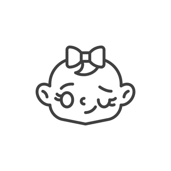 Icono Cara Niña Guiñando Ojo Signo Estilo Lineal Para Concepto — Vector de stock