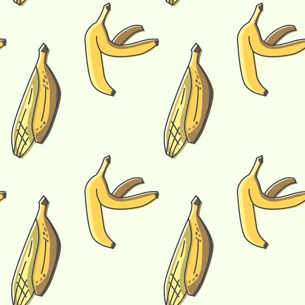 Bananenschale Symbole Muster Gelbe Bananen Nahtloser Hintergrund Nahtlose Darstellung Von — Stockvektor