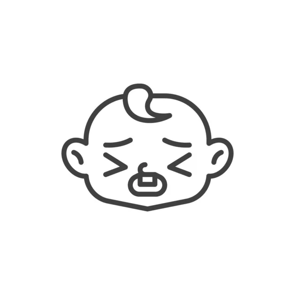 Cansado Bebé Cara Línea Icono Signo Estilo Lineal Para Concepto — Vector de stock