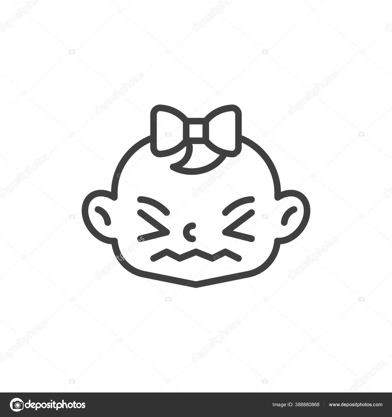 Icone Ligne Visage Bebe Fille Confondue Signe Style Lineaire Pour Image Vectorielle Avicons C