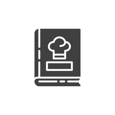 Yemek kitabı vektör ikonu. Mobil konsept ve web tasarımı için düz tabela. Yemek kitabı kabartma ikonu. Sembol, logo çizimi. Vektör grafikleri