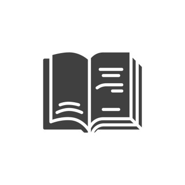 Kitap sayfaları metin vektör simgesi. Mobil konsept ve web tasarımı için düz tabela. Kitap sayfalarının sembol simgesini aç. Sembol, logo çizimi. Vektör grafikleri