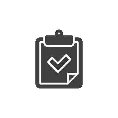 Kontrol listesi vektör simgesi. Mobil konsept ve web tasarımı için düz tabela. İşaretli simgesi olan kağıt pano. Sembol, logo çizimi. Vektör grafikleri