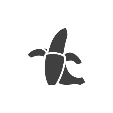 Soyulmuş muz vektör simgesi. Mobil konsept ve web tasarımı için düz tabela. Taze muz sembolü. Sembol, logo çizimi. Vektör grafikleri