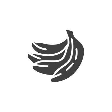 Bir grup muz vektör ikonu. Mobil konsept ve web tasarımı için düz tabela. Dört muz kabartma simgesi. Sembol, logo çizimi. Vektör grafikleri