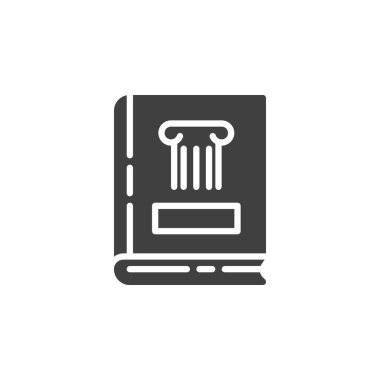 Mimari kitap vektör ikonu. Mobil konsept ve web tasarımı için düz tabela. İçinde antik sütun sembolü olan bir kitap. Sembol, logo çizimi. Vektör grafikleri