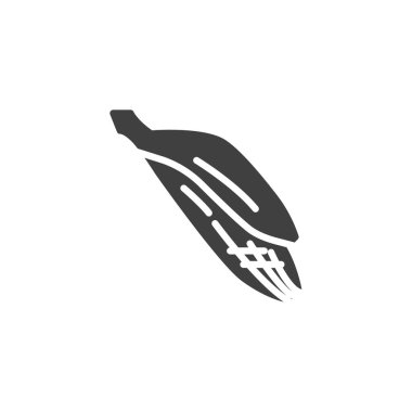 Muz kabuğu vektör simgesi. Mobil konsept ve web tasarımı için düz tabela. Muz kabuğu sembolü kabuğu. Sembol, logo çizimi. Vektör grafikleri