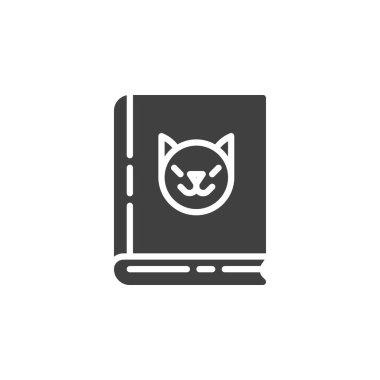 Veteriner kitap vektör ikonu. Mobil konsept ve web tasarımı için düz tabela. Zooloji kitabı sembolü. Sembol, logo çizimi. Vektör grafikleri