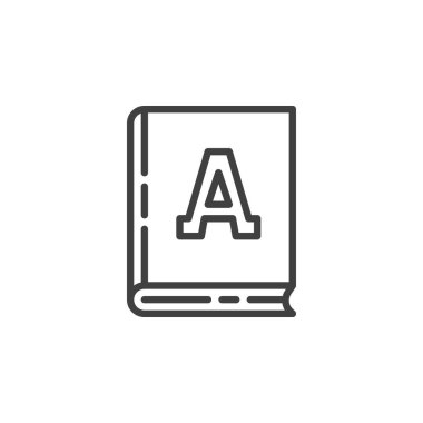 Sözlük satırı simgesi. Mobil konsept ve web tasarımı için doğrusal biçim işareti. Alfabe kitabı ana hatlı vektör simgesi. Sembol, logo çizimi. Vektör grafikleri