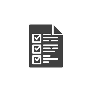 Kontrol işareti simgesini listele. Mobil konsept ve web tasarımı için düz tabela. İşaretleme listesi simgesi. Sembol, logo çizimi. Vektör grafikleri