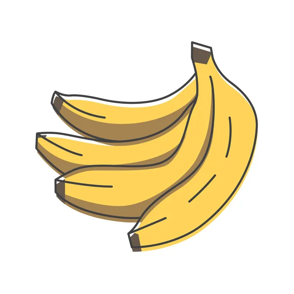 Куча Бананов Ручной Работы Икона Желтый Банан Фрукты Красочные Векторные — стоковый вектор