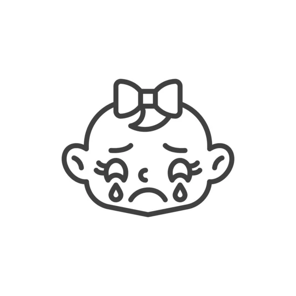 Icono Cara Niña Llorona Signo Estilo Lineal Para Concepto Móvil — Vector de stock