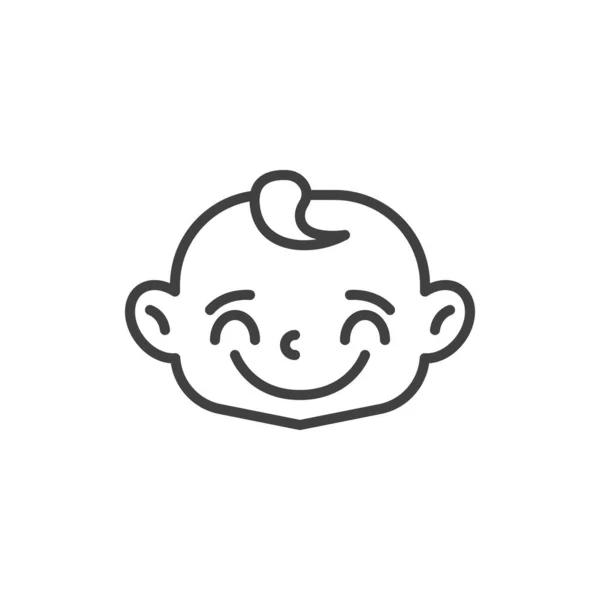 Alegre Cara Bebé Icono Línea Signo Estilo Lineal Para Concepto — Vector de stock