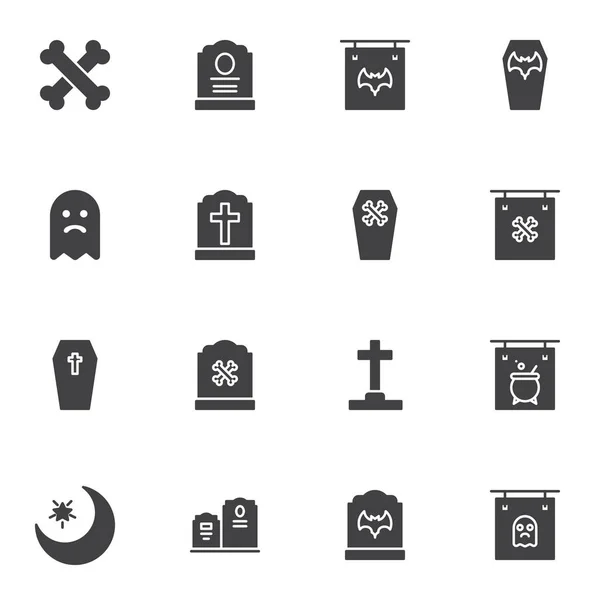 Happy Halloween Vektor Icons Set Moderne Solide Symbolsammlung Gefüllte Piktogrammpackung — Stockvektor