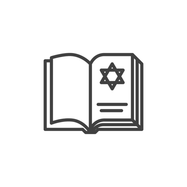 希伯来文圣经线图标 犹太图书线性风格标志 用于移动概念和网页设计 坦哈萨克书与大卫星轮廓矢量图标 标识插图 矢量图形 — 图库矢量图片