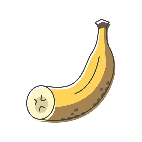Ícone Desenhado Mão Corte Banana Banana Fatiada Ilustração Vetorial Colorida — Vetor de Stock
