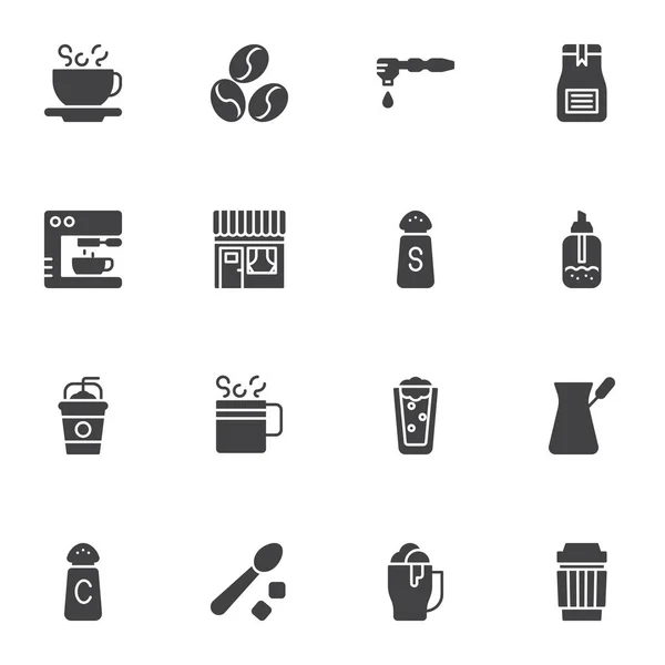 Coffee Shop Vektor Icons Set Moderne Solide Symbolsammlung Gefüllte Piktogrammpackung — Stockvektor