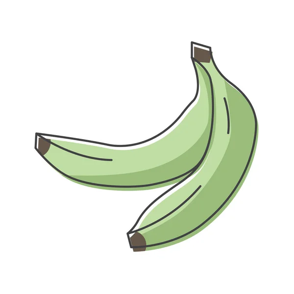 Зеленый Банановый Ручной Рисунок Икона Сырые Бананы Красочные Векторные Иллюстрации — стоковый вектор