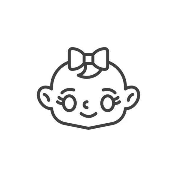 Дитяча Дівчинка Значок Лінії Обличчя Знак Лінійного Стилю Мобільної Концепції — стоковий вектор
