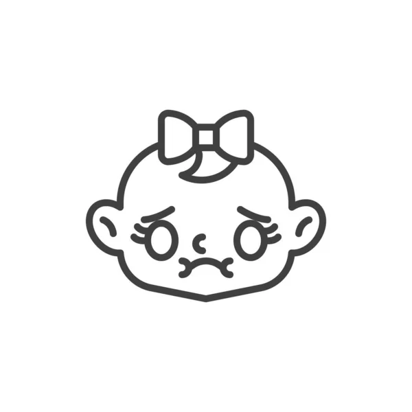 Nauseated Baby Girl Face Line Icon Signo Estilo Lineal Para — Archivo Imágenes Vectoriales