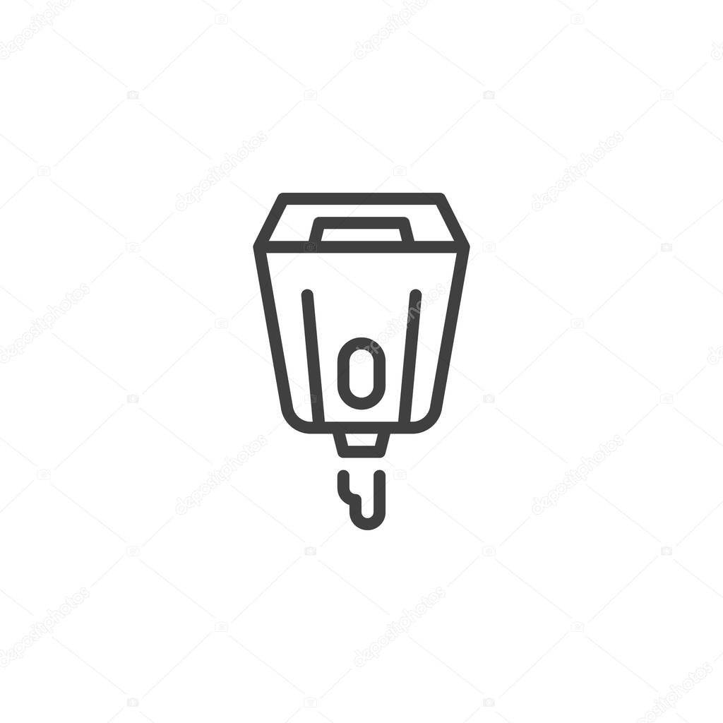 Automatic alcohol dispenser line icon. linear style sign for mobile concept and web design. Hand sanitizer dispenser outline vector icon. Symbol, logo illustration. Vector graphics