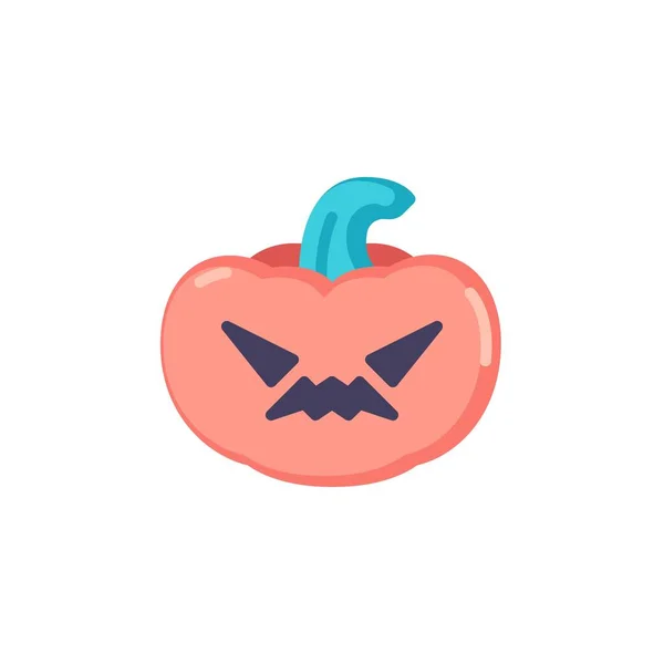 Halloween Pumpkin Emoji Flat Icon Vector Sign Angry Pumpkin Face — Stock Vector