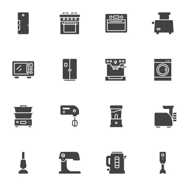 Conjunto Iconos Vectores Electrodomésticos Cocina Colección Moderna Símbolos Sólidos Paquete — Archivo Imágenes Vectoriales