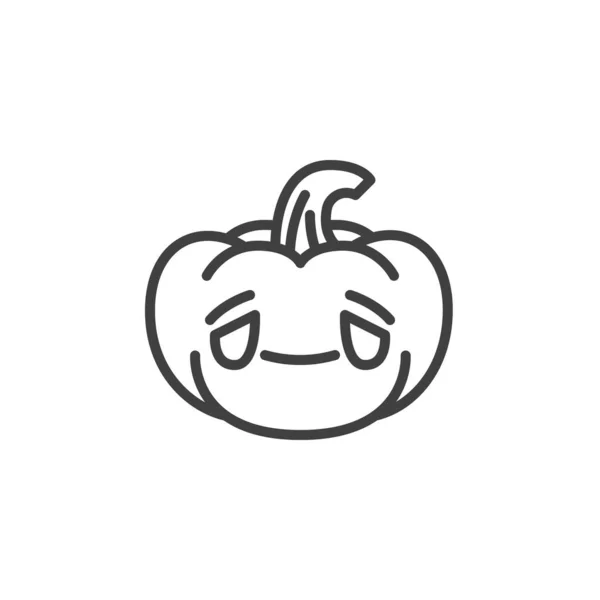 Brilhante Ícone Linha Emoji Rosto Abóbora Sinal Estilo Linear Para — Vetor de Stock