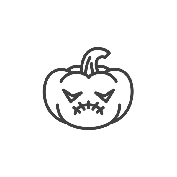 Cousu Bouche Citrouille Emoji Ligne Icône Signe Style Linéaire Pour — Image vectorielle