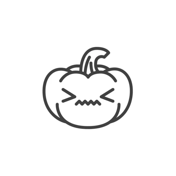 Verwirrtes Kürbisgesicht Emoji Symbol Lineares Stilschild Für Mobiles Konzept Und — Stockvektor