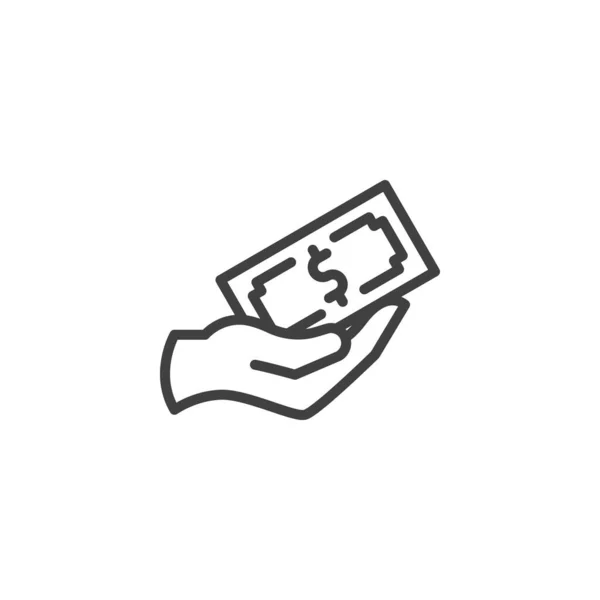 Mano Con Icono Línea Dinero Signo Estilo Lineal Para Concepto — Vector de stock